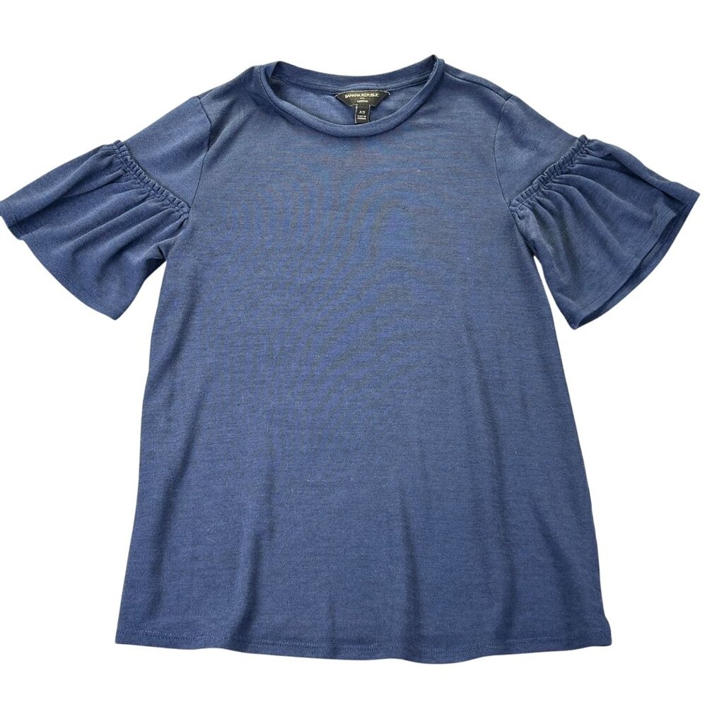 Banana Republic Luxespun Womens Bell Sleeve Top XS Blue